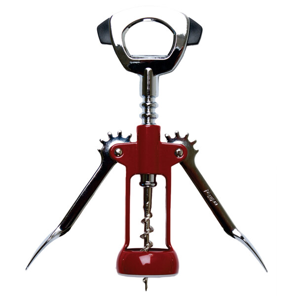 A Franmara red and chrome wing corkscrew.