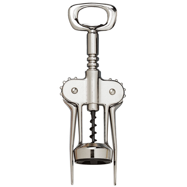 A Franmara chrome-plated wing corkscrew with a metal handle.
