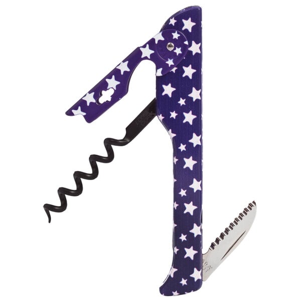 A Franmara Hugger Designer Collection waiter's corkscrew with a star pattern.