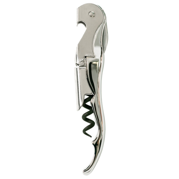 A close-up of Pulltap's Premium Classic Waiter's Corkscrew with a chrome handle.