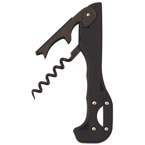A Franmara Boomerang Two-Step Waiter's Corkscrew with a black handle.
