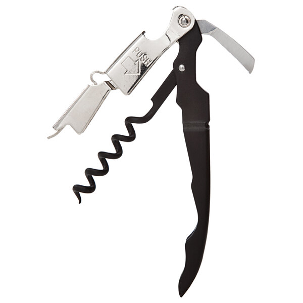A black and silver Franmara Innovation waiter's corkscrew.