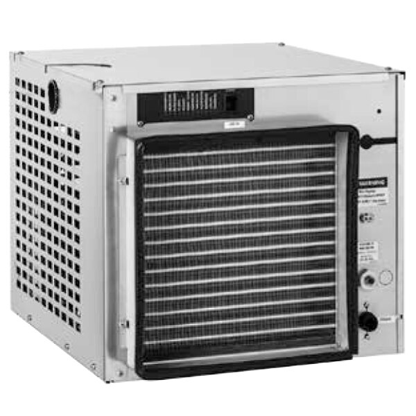 An air cooled Follett Maestro Plus ice machine with a metal housing.