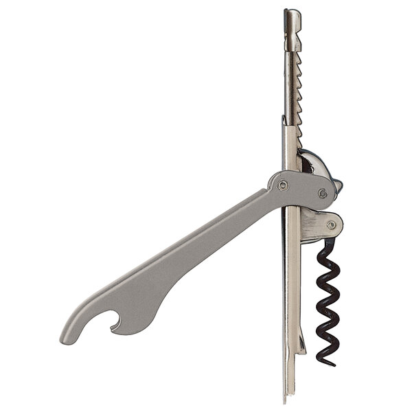 A Puigpull waiter's corkscrew with a brushed nickel handle.