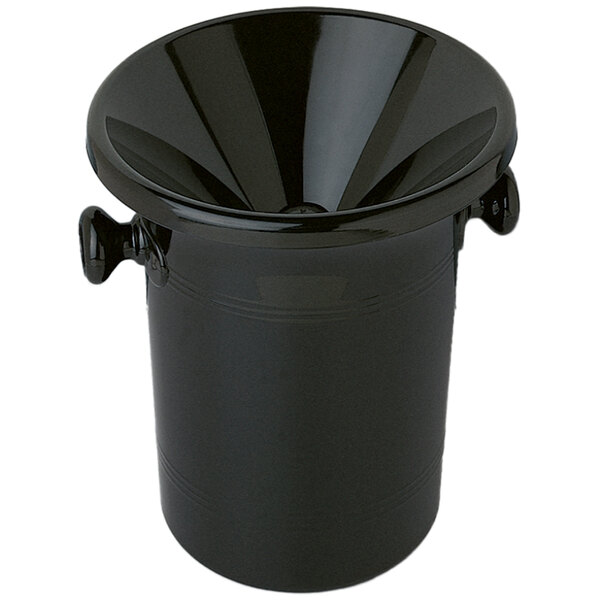 A black acrylic bucket with a lid and handle.