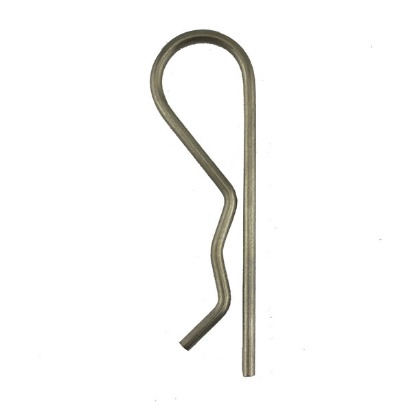 A close-up of a curved metal rod with a metal spiral at the end, with a long handle.