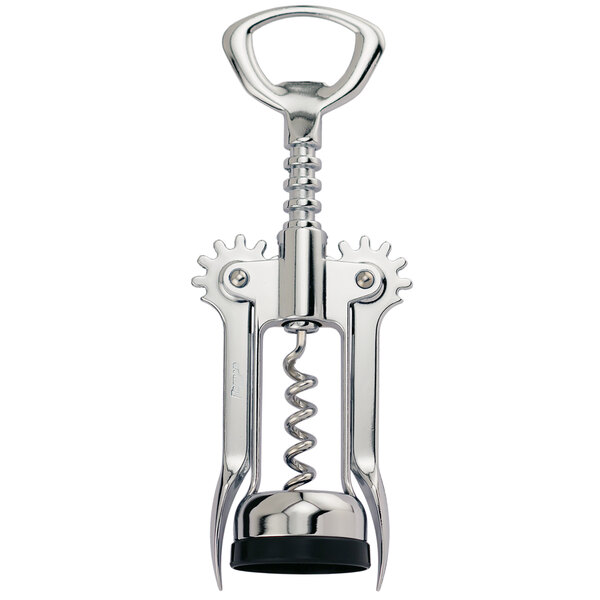 A Franmara chrome-plated wing corkscrew with a metal handle and screw.