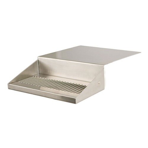 A stainless steel rectangular Micro Matic Jockey Box Drip Tray with a metal grate.