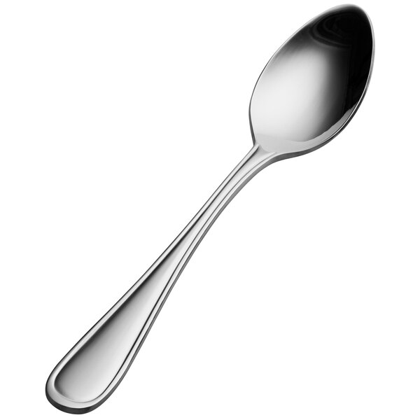 A Bonsteel teaspoon with a silver handle and black spoon.