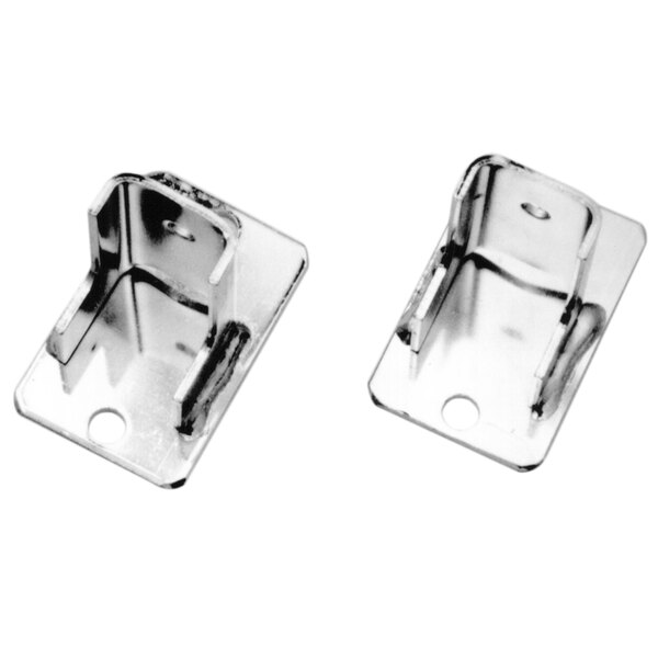 A pair of silver Metro Top-Track wall mount brackets.