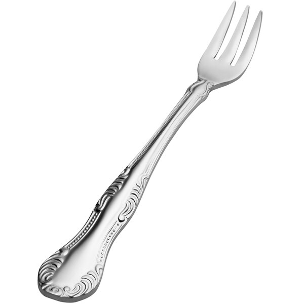 A Bon Chef stainless steel oyster and cocktail fork with a silver handle.