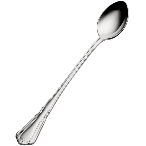 A Bon Chef Sorento stainless steel iced tea spoon with a handle.