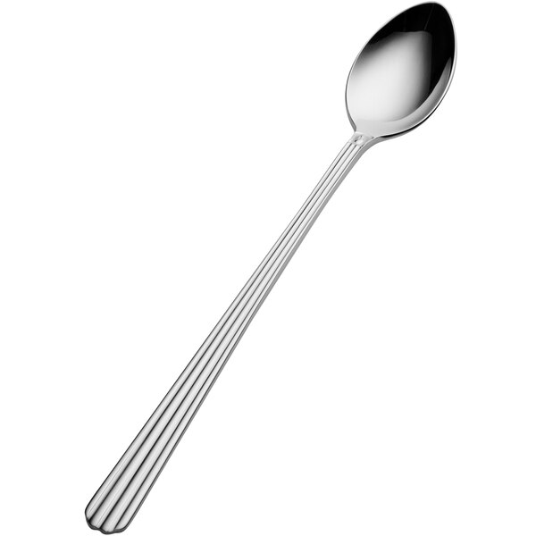 A Bon Chef stainless steel iced tea spoon with long handle and silver finish.