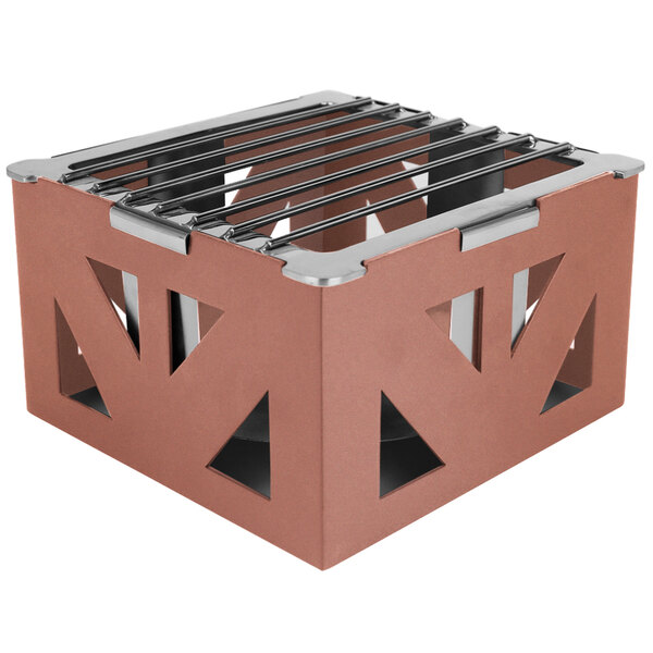 An Eastern Tabletop copper coated steel cube with metal grate.
