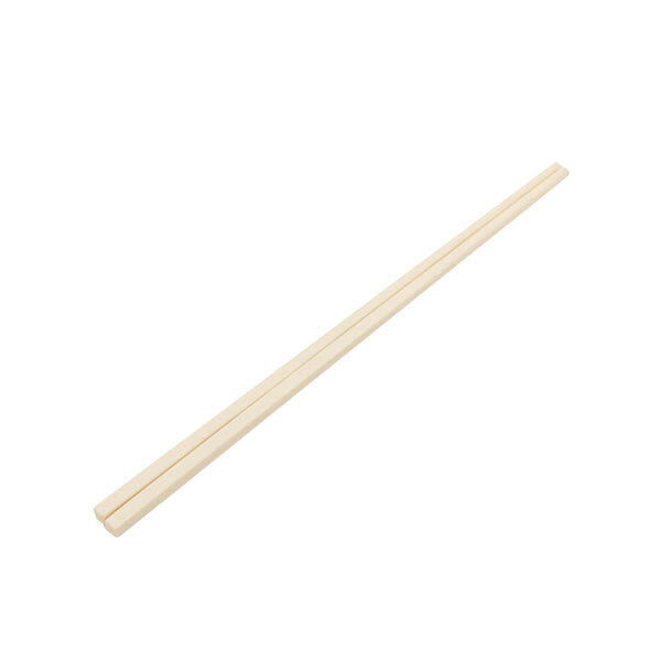 A set of ivory melamine chopsticks in packaging.