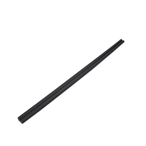 A black plastic tube containing a set of black Elite Global Solutions chopsticks.