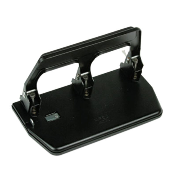 A black Master 3 hole punch with a gel pad handle.