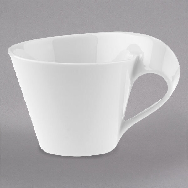 A white Villeroy & Boch cappuccino cup with a curved handle.