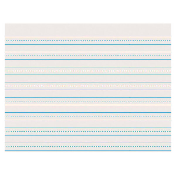 White newsprint paper with 1/4" blue skip-a-line ruled lines.