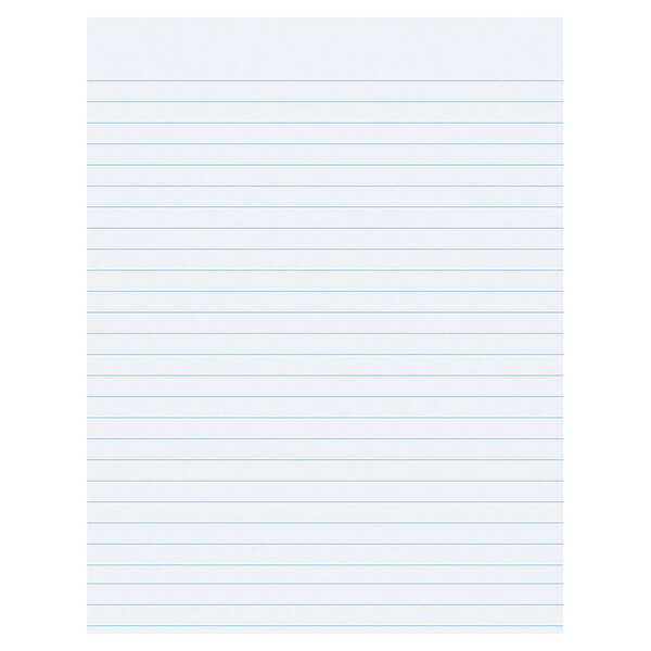 A white sheet of paper with blue lines.