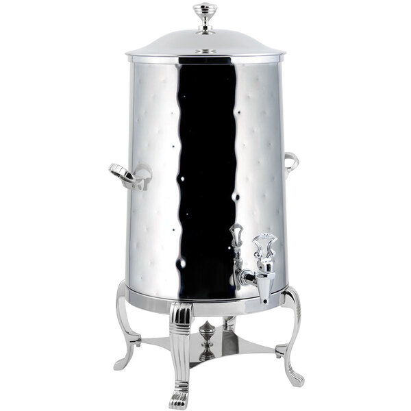 A Bon Chef stainless steel coffee chafer urn with a chrome lid.