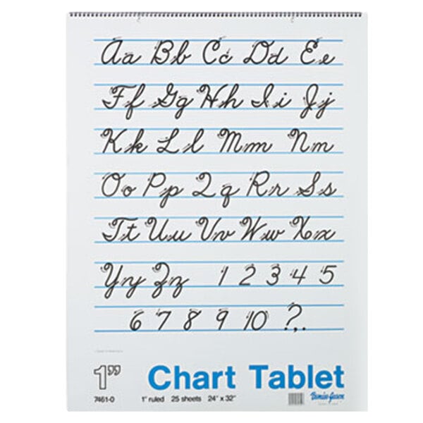 A white Pacon chart tablet with cursive writing on it.