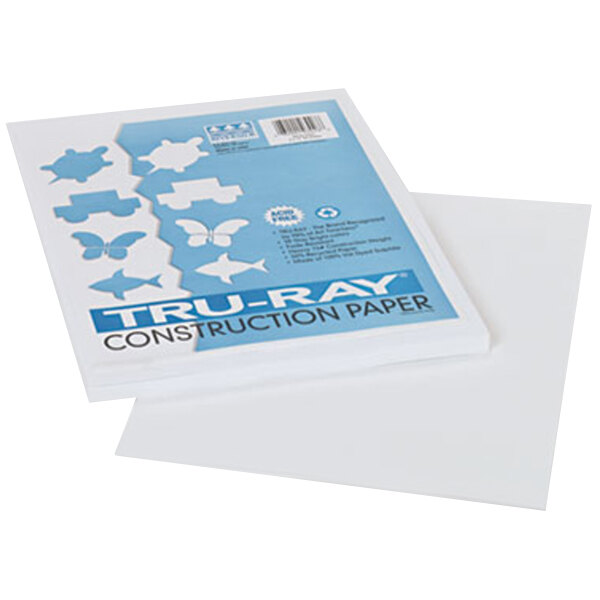 A stack of white Pacon Tru-Ray construction paper.