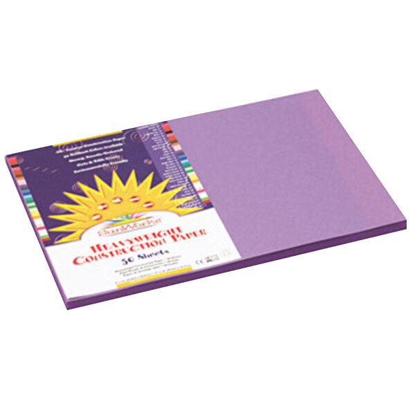 SunWorks violet construction paper with a yellow label and sun logo on it.