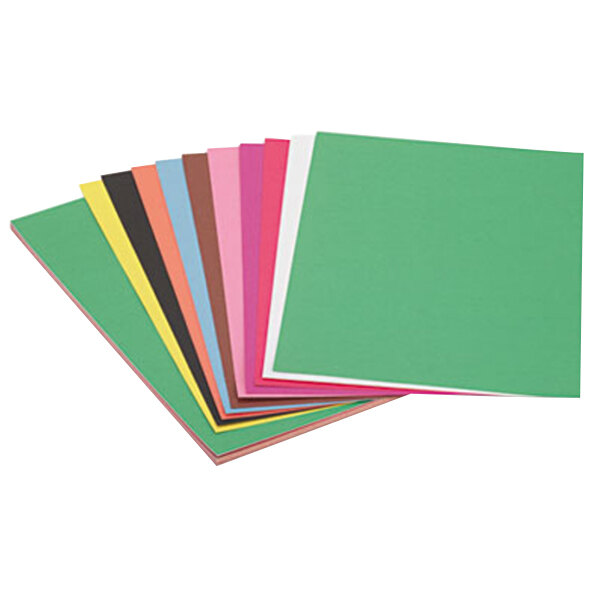 A group of different colored SunWorks construction paper sheets.