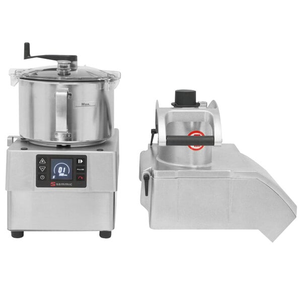 A Sammic CK-35V commercial food processor with a stainless steel bowl and lid.