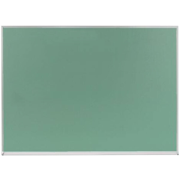 A green rectangular chalkboard with a white border and a metal frame.