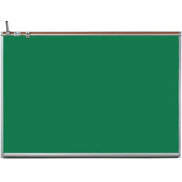 A green chalkboard with a metal frame.