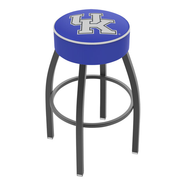 A blue Holland Bar Stool with University of Kentucky logo on the seat.
