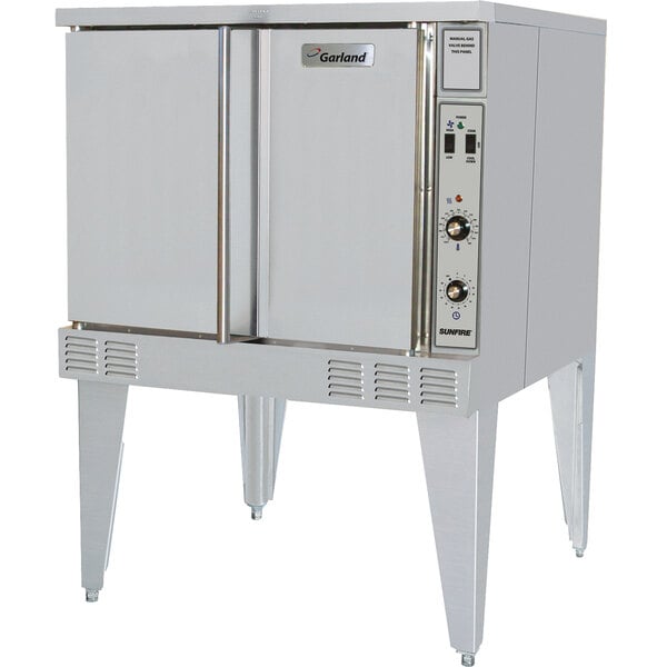 A large stainless steel Garland SunFire Series electric convection oven with two doors.