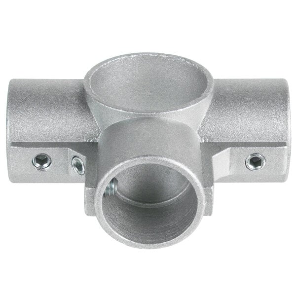 A silver metal Regency aluminum joint socket with three connections.