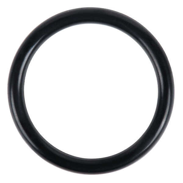 A black rubber o-ring with a black circle on a white background.