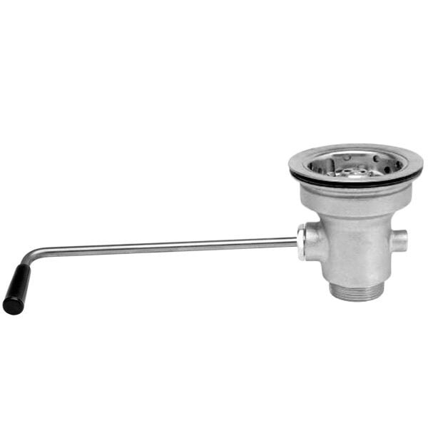 A Fisher chrome twist handle waste valve with a sink drain and basket strainer.
