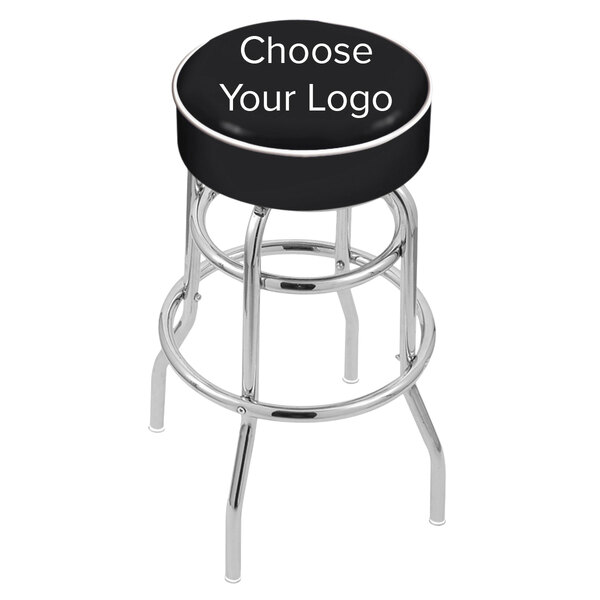 A black Holland Bar Stool with white NCAA logo on the seat.