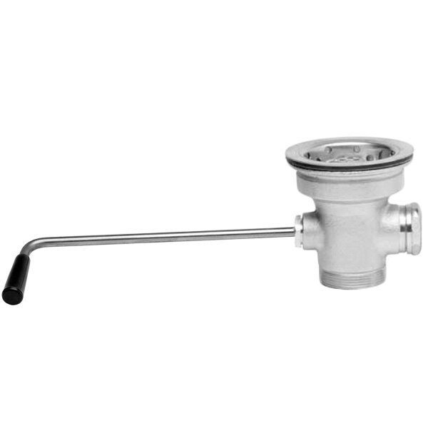 A Fisher chrome twist handle waste valve with a basket strainer and overflow port.