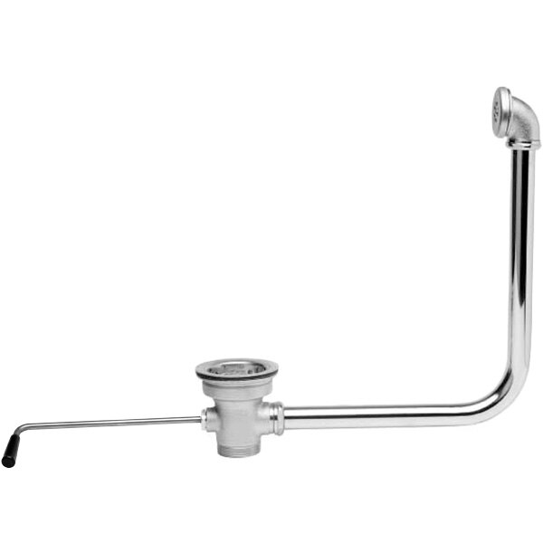 A Fisher chrome twist handle waste valve with a basket strainer and overflow pipe.
