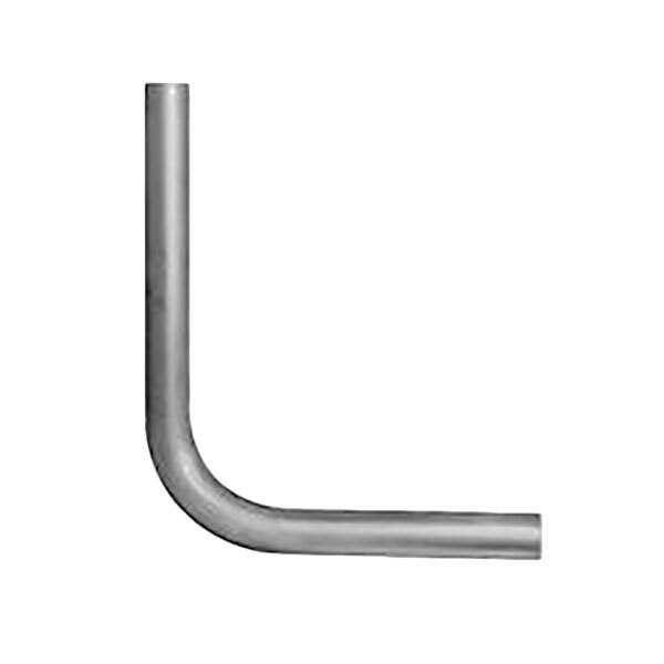 A Fisher 23949 metal overflow pipe with a curved end.