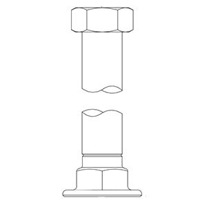 A drawing of a cylinder with a nut and bolt on it.