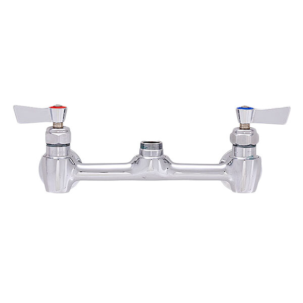 A Fisher brass faucet base with swivel stems, swivel outlet, and lever handles on a white background.