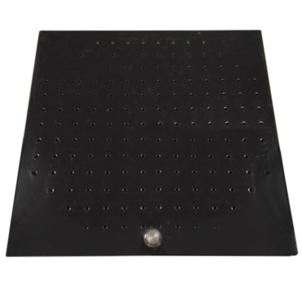 A black rectangular lower impingement plate with holes.