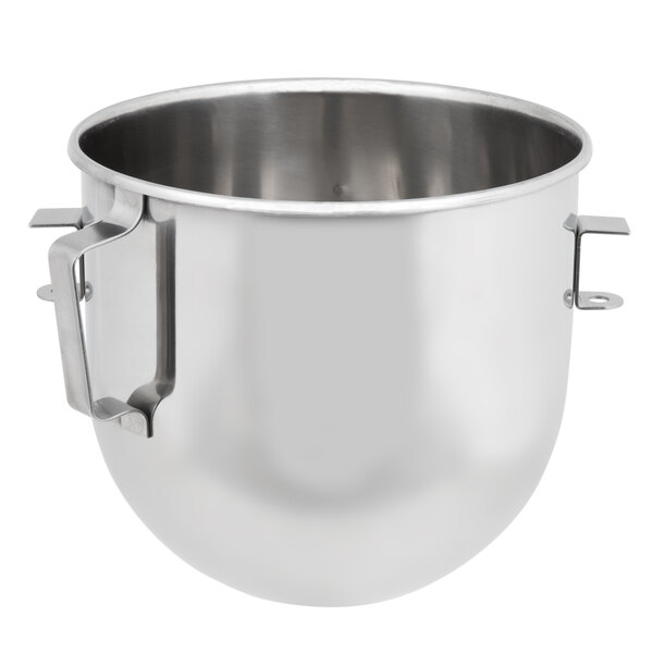 A silver Globe stainless steel mixing bowl with a handle.