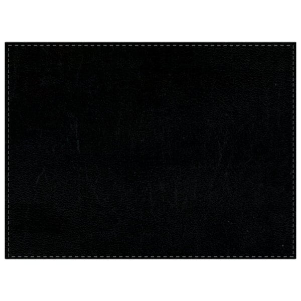 A black leather rectangle with black stitching.