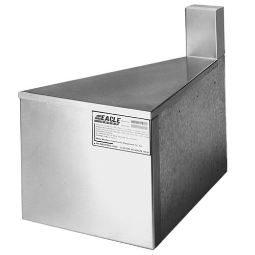 An Eagle Group stainless steel metal box with a 45 degree square corner.