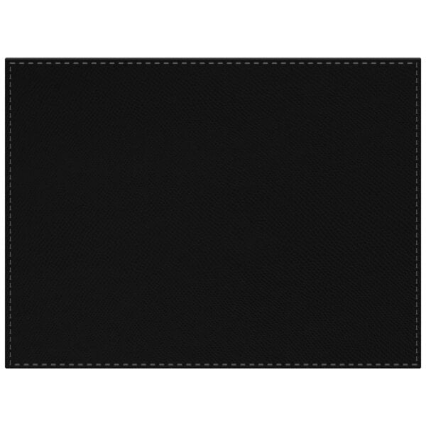 A black rectangular placemat with white stitching.
