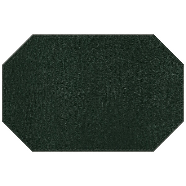 A green faux leather octagon table mat.