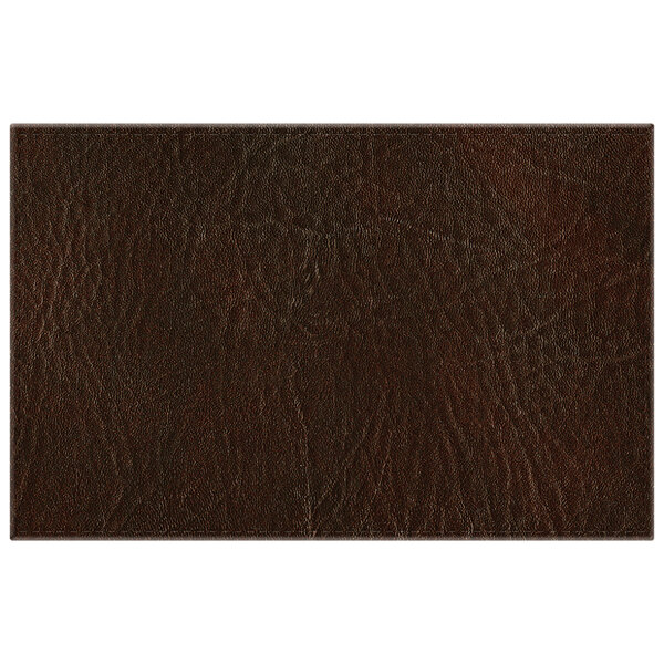 A brown faux leather rectangle placemat.